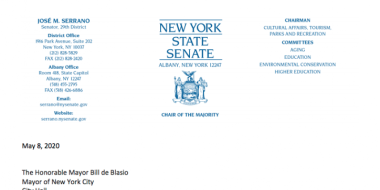 letter to mayor de blasio